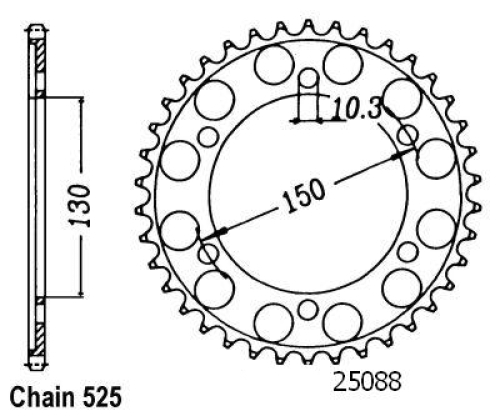 Couronne Acier Honda - 525 - 42 Dents - Made in Germany