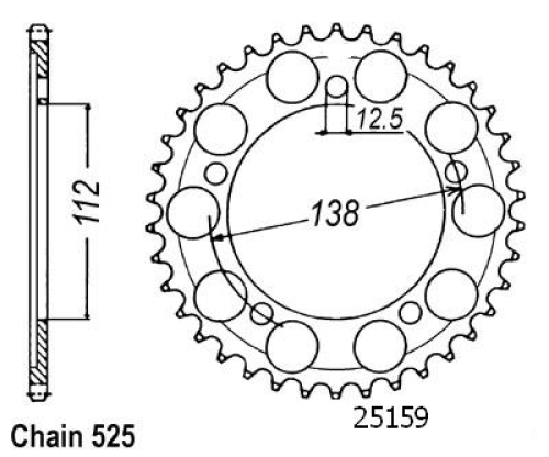 Couronne Acier Honda - 525 - 44 Dents - Similaire JTR1304 - Made in Germany