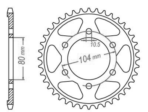 Couronne Acier Kawasaki - 525 - 42 Dents - Similaire JTR1489 - Made in Germany