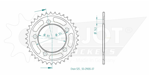 Couronne Acier KTM - 525 - 37 Dents - Made in Germany