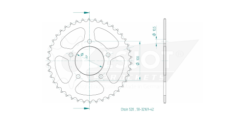 Esjot - Couronne - 520 - 42 dents ref: 50-32169-42