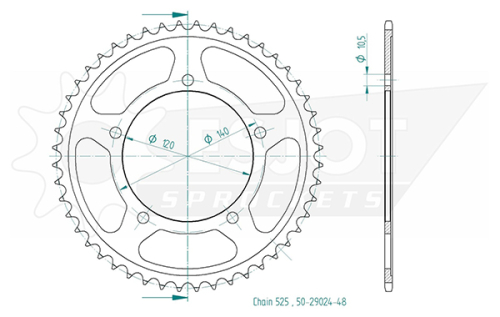 Couronne Acier Suzuki - 525 - 48 Dents - Similaire JTR1792 - Made in Germany