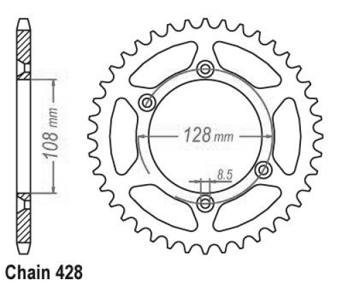 Couronne Acier TT Suzuki - 428 - 57 Dents - Similaire JTR797 - Made in Germany