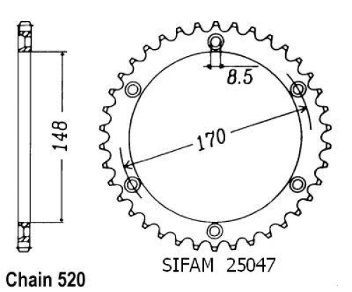 Couronne Acier TT Suzuki - 520 - 48 Dents - Made in Germany