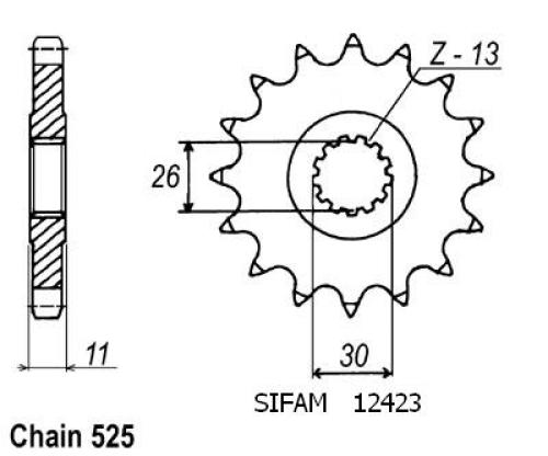 Pignon - 525 - 15 Dents - Made in Germany