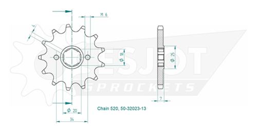 Pignon Honda - 520 - 13 Dents - Similaire JTF329 - Made in Germany