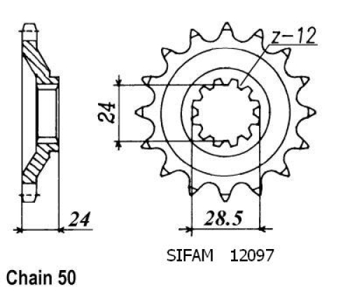 Pignon Kawasaki - 530 - 17 Dents - Similaire JTF528 - Made in Germany