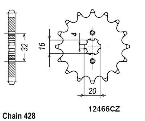 Pignon TT Beta-Yamaha - 428 - 14 Dents - Similaire JTF1550 - Made in Germany