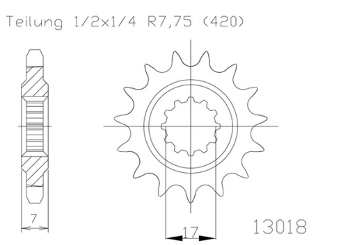 Pignon Minarelli AM6 - 420 - 15 Dents - Made in Germany