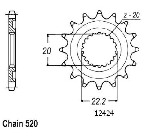 Pignon TT Gas Gas-Yamaha - 520 - 13 Dents - Similaire JTF1590 - Made in Germany