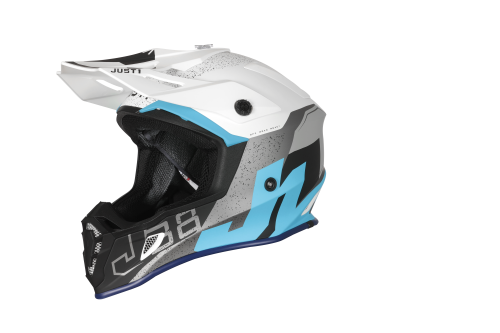 Casque JUST1 J38 Korner Blanc Gris Bleu Blanc