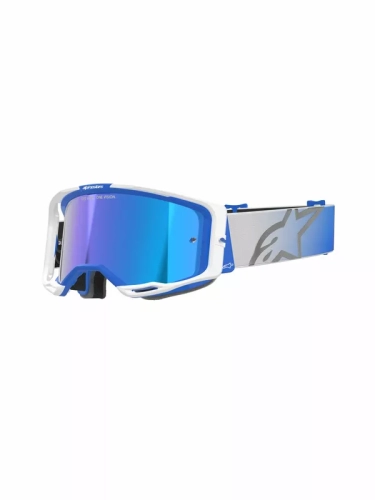 Masque Alpinestars Vision 8 Corp blanc/bleu écran bleu miroir