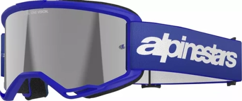 Masque Alpinestars Vision 3 Wordmark bleu écran miroir argent